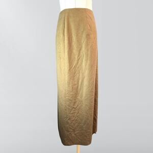 Talbots Tan/Camel Faux Suede Stitch Detail Maxi Skirt